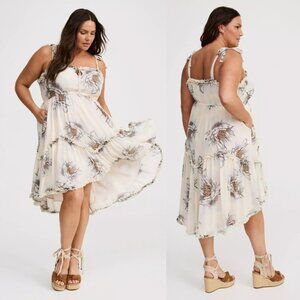 NWT Torrid 1 Alba Floral High-Low Tie-Detail Dress 1X 14 16